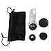Siless 3-IN-ONE Universal Clip Lens for Cell Phones - 1 Fisheye Lens + 1 Wide-angle & Macro Lens + 1 Clip + 2 Lens Caps + 1 Microfiber Lens Cleaning Cloth Bag, Silver