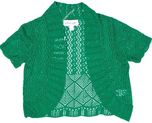 Jessica H Womens Cropped Crochet Shrug Cardigan Small Teal