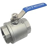 Megairon 316 Stainless Steel 1/8"~3" Full Port Ball Valve with Blue Vinyl Handle, NPT Female x Female Thread,1000 WOG (3")
