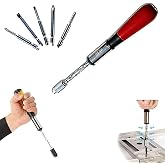 Ratchet Screwdriverl, Push Type Semi Automatic Screwdriver Ratchet Screwdriver with 5 Replaceable Heads (Red)