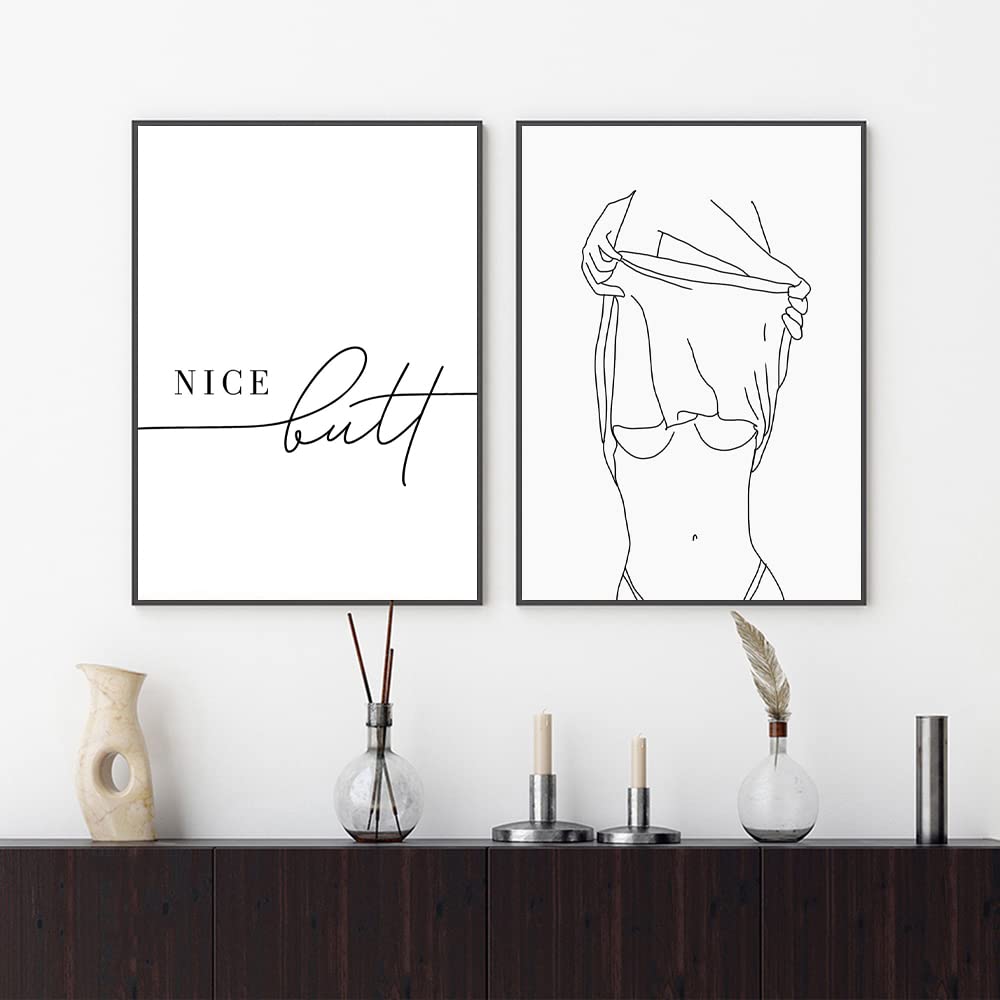 Posters Canvas Wall Art Abstract Wall Art Canvas Prints Minimalist Decor Boho Decor Minimalist Line Art Black and White Wall Art for Living Room 30x40cmx2pcs Unframed for Bedroom Decorations