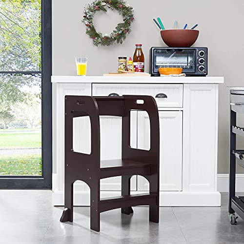 Sweetgo Kitchen Helper Tower Safety Step Stool Toddler Step Stool Activity Tower Kid Wooden