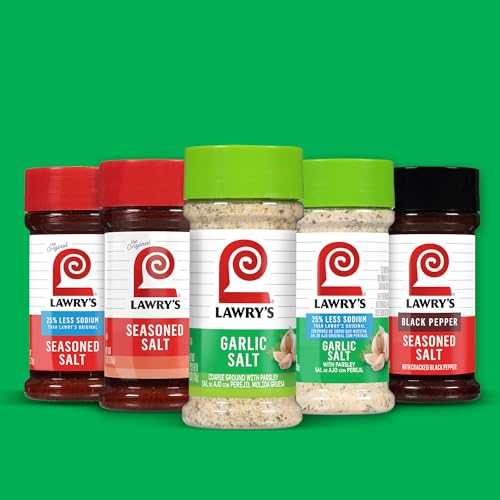 LAWRY’S COARSE GRIND GARLIC SALT WITH PARSLEY, 28 OZ – ONE 28 OUNCE CONTAINER OF GARLIC SALT AND PARSLEY SEASONING FOR BEEF, POULTRY, STIR-FRY AND PASTA