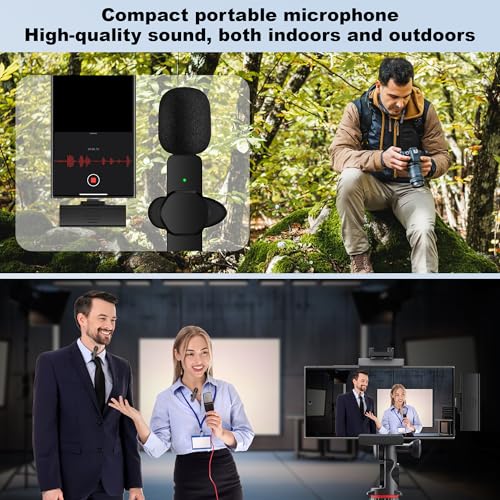 CKOKC Wireless Lavalier Microphone for iPhone - Android Computer, Mini Microphone with Windscreens & Pop Filters for Live Streaming, Video Recording, Interviews, YouTube, TikTok, Vlog