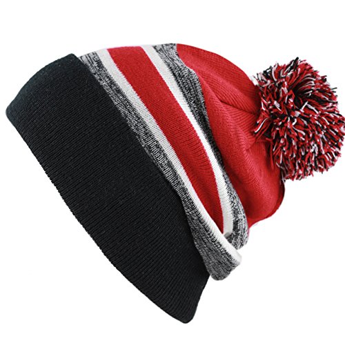 The Hat DepotWinter Knit Beanie Hat with Pom Pom – Warm Cuffed Slouch Ski Cap for Men & Women