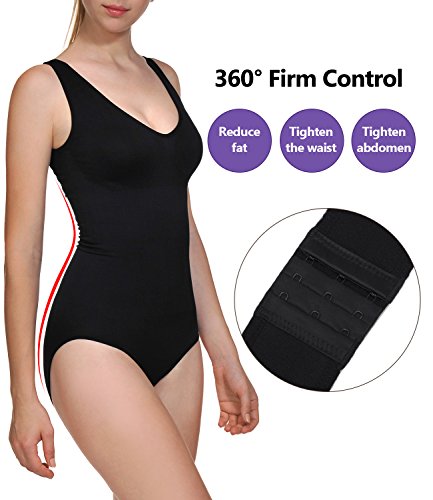 LastFor1 Women's Tank Brifes Seamless Slimming Shapewear Tummy Control Bodysuit(S, Black 001) - Thumbnail 2