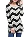 Allegra K Women's Zig-Zag Pattern Knitted Relax Fit Tunic Shirt S Black Grey