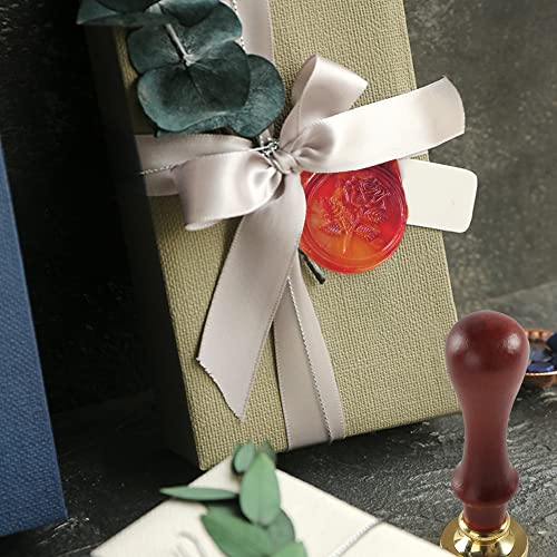 Wax Seal Stamp Set, 4 Pieces Vintage Christmas Santa Wax Seal kit Including Plant Series Brass Head and Wooden Handle with Gift Box. (for Letters and envelopes Stationary(Botany Pattern Suit))