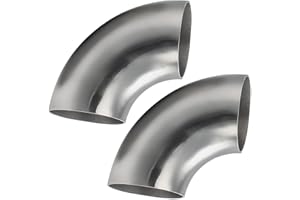 COTONLAKE Cotonake OD 3.5 Inch 90 Degree SS304 Stainless Steel Bend Tube Exhaust Elbow Pipe for Car Modified Exhaust System 3.5" Piping Silver Tone，Stair Handrail (2pcs)