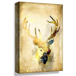 Retro Gold Style Deer - Canvas Art