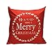 Gotd Merry Christmas Pillow Case Xmas 18 x 18 Cushion Cover Merry Chritmas Home Decor Design Throw Pillow Cover Pillow Case 18 x 18 Inch Cotton Linen for Sofa (Red)