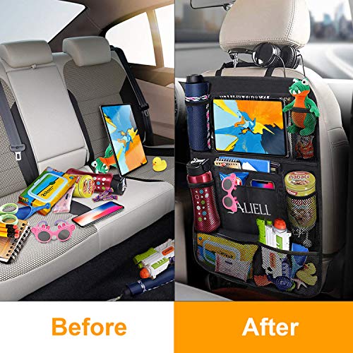 image for JALIELL Car Back Seat Organizer for Kids Car Organizer Kick Mats with 