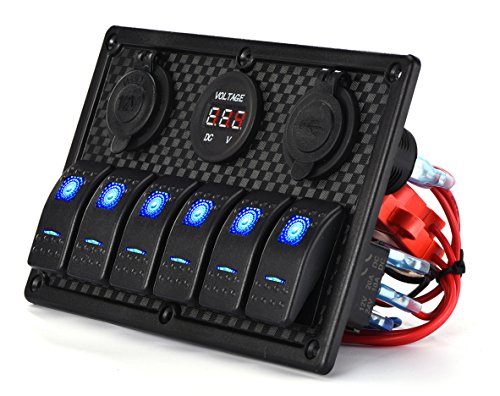 image for DCFlat 5 Pin 4 Gang / 6 Gang Car Marine Boat Circuit RV LED Rocker Swi