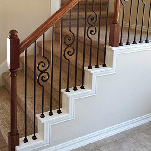 Shoe for Iron Balusters (50-Pack) Stair Parts Flat Shoes with Set Screw for use with 1/2" Square Scroll Basket Twist Knuckle Iron Balusters (Satin Black) - Thumbnail 4