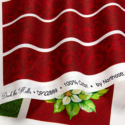 Northcott Deck the Halls Apron/Oven Mitt Panel 24'' Red Multi Fabric