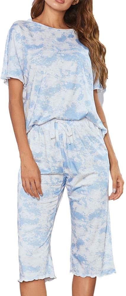 Pyjama Femme Été 2 Pièces Coton - Haut Manches Courtes + Short - Confortable Et Léger - Motifs Tendance