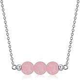 Shusukue Healing Crystal Bead Necklaces 925 Sterling Silver Birthstone Choker Necklace Christmas Valentines Day Jewelry Gift for Women