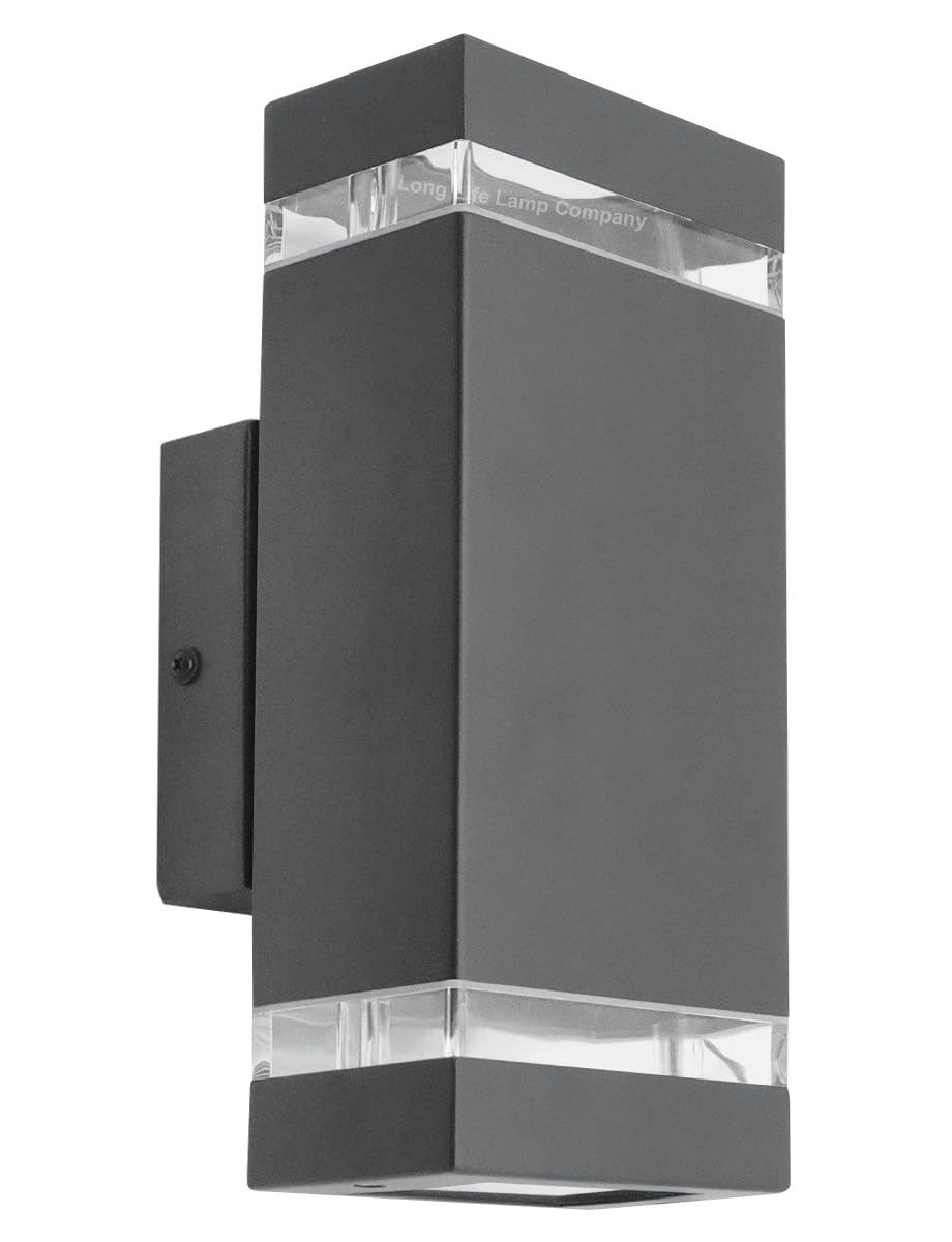Long Life Lamp Company Rectangular Up Down Outdoor Wall Light Anthracite IP44 Clear Diffusers Modern Minimalist GU10 Garden Wall Light ZLC368B