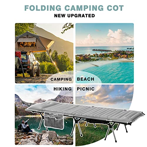 Camping Cot with Leg Extenders, Lightweight Folding Camping Cot, Strong