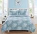 Home Fashion Designs 3-Piece Coastal Beach Theme Quilt Set with Shams. Soft All-Season Luxury Microfiber Reversible Bedspread and Coverlet. Fenwick Collection Brand. (Full/Queen, Ether Blue)