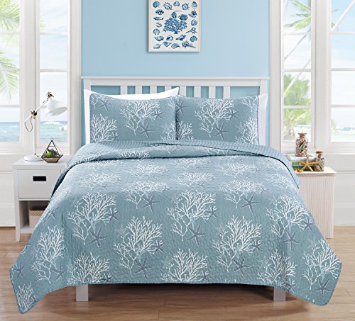 Home-Fashion-Designs-3-Piece-Coastal-Beach-Theme-Quilt-Set-with-Shams-Soft-All-Season-Luxury-Microfiber-Reversible-Bedspread-and-Coverlet-Fenwick-Collection-Brand-FullQueen-Ether-Blue Home Fashion Designs 3-Piece Coastal Beach Theme Quilt Set with Shams. Soft All-Season Luxury Microfiber Reversible…