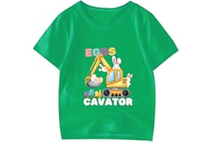 XFSJGNA Kids Easter Shirt Boys Girls Eggs Hunts Tractor Monster Truck Graphic T-Shirt Toddler Easter Bunny Short Sleeve Tees Top