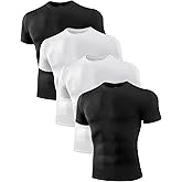 Niksa Men's Compression Shirts 1/2/4 Pack, Workout Gym Shirt Short Sleeve, Moisture Wicking Active Fit Base Layer T-Shirt