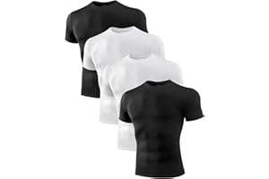 Niksa Men's Compression Shirts 1/2/4 Pack, Workout Gym Shirt Short Sleeve, Moisture Wicking Active Fit Base Layer T-Shirt
