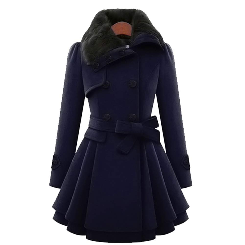 fidgetgear women slim fit medium long woolen overcoat double breasted windbreaker overcoat