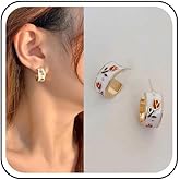 Aneneiceera Vintage Enamel Flower Hoop Earrings Acrylic White Hoop Dangle Earrings Half Open Hoop Earrings Tulip C Shape Earrings Jewelry for Women