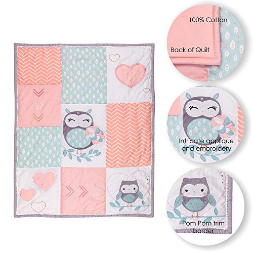 Lambs & Ivy Sweet Owl Dreams Pink Heart Nursery 5Piece Baby Crib