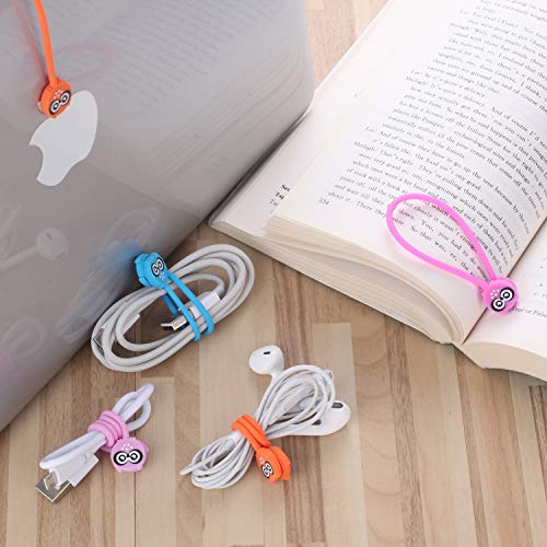 SUNFICON 14 Pack Magnetic Cable Organisers Cable Clips Big Eyes Owl Headphone Earbuds Cord Winder Manager Keeper Bookmark Whiteboard Fridge Magnet USB Cord Tie Strap Holder Home Office School Kitchen - Thumbnail 3