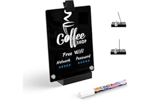 Kivsty Acrylic Black Dry Erase Board with Stand - 15 x 20cm Small Desktop Whiteboard with Marker, Reusable Desk Blackboard, t
