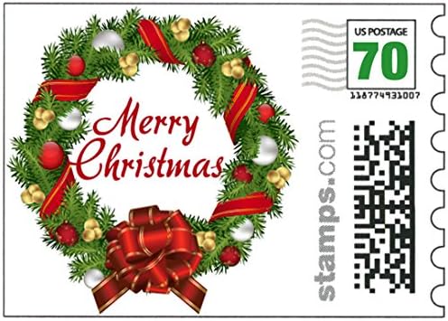 USPS Merry Christmas Stamps - Sheet of 20 Stamps Two-Ounce, Greeting Card, Non-Machineable Surcharge