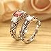 2 Pack Engagement Rings for Women Wedding Ring Set Red Diamond Silver Heart Band Bride Gift 2-in-1 (Size 10, Red & Silver)