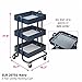 ECR4Kids 3-Tier Metal Rolling Utility Cart - Heavy Duty Mobile Storage Organizer, Navy