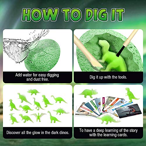 Nachtleuchtender Dinosaurier Ausgrabungsset für Kinder Dino Ei Toy Ausgraben Dino Spielzeug Archäologie Set ab 6 Jahren – Bild 8