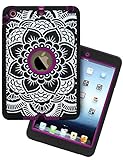 iPad Mini Case,iPad Mini 2 Case,iPad Mini 3 Case,Adela Shop Ultra Slim Fit Bumper Hard Case 3in1 Shockproof for Apple iPad Mini 1/2/3 [Full Body Protective] Lightweight with Pc & Silicone,Center Rose