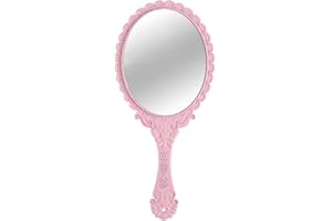 Handheld Mirror, Hand Held Mirror with Handle, Small Travel Packet Compact Mirrors, Vintage Decorative Makeup Cosmetic Purse 