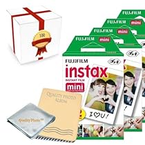 Fujifilm INSTAX Mini Instant Film 10 Pack (100 Films) for all fujifilm mini instant cameras - Photo Album - Microfiber Cloth - ~ Gift Packaging ~