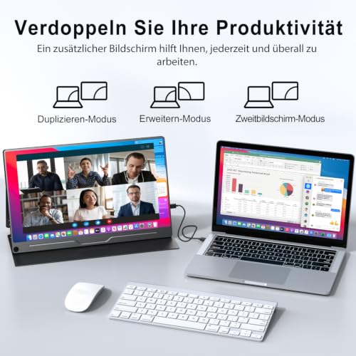 UPERFECT Portable Monitor 15.6 Inch with FHD 1080P IPS Matte Screen Standard HDMI/Type-C for Laptop/PC/Phone/Switch, Second Display with Protective Cover, VESA Compatible