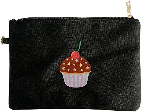 Papaca Cupcake Cartoon Zipper Bags-Canvas For Unisex.