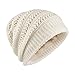 OMECHY Slouchy Beanie Hats Unisex Daily Knit Skull Cap Winter Warm Fleece Soft Baggy Hat Ski Cap, White
