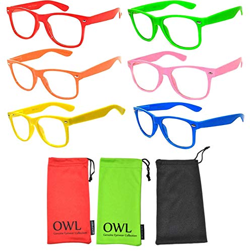 Vintage Sunglasses with Clear Lens Many Colors Frame - 6 Pack