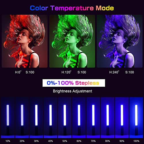 2 Pack Full Color RGB LED Video Light, 2500K-6500K, CRI95+, Full Color, 0-100% Adjustable, Adjustable Brightness for TikTok, Vlog, YouTube and Photography