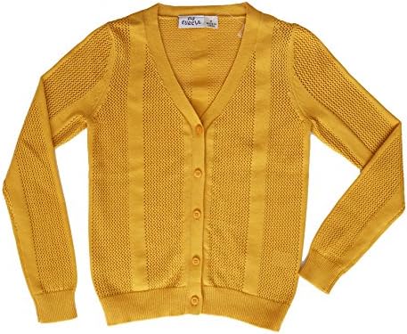 Ms Purple Girls' 100% Cotton Open Stitch Cardigan Small Gold