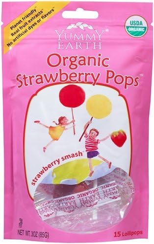 YumEarth Organics Variety Of Vitamin Pops, Drops and Snacks - The #1 Organic Candy in America (Strawberry Smash - 14 Lollipops)