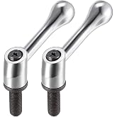 uxcell M10x25mm Ratchet Level Adjustable Clamping Handle Silver Tone 2pcs | Thread Push Button Ratchet Male Threaded Stud Knobs Locking Rotating Screw Handles Quick Release Bolt