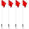 VitalCozy 4 Pcs 2 in 1 Soccer Corner Flags Agility Poles for Field 5 ft Portable Spring Loaded Flags Soccer Poles Dribbling Football Equipment for Training