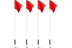 VitalCozy 4 Pcs 2 in 1 Soccer Corner Flags Agility Poles for Field 5 ft Portable Spring Loaded Flags Soccer Poles Dribbling F